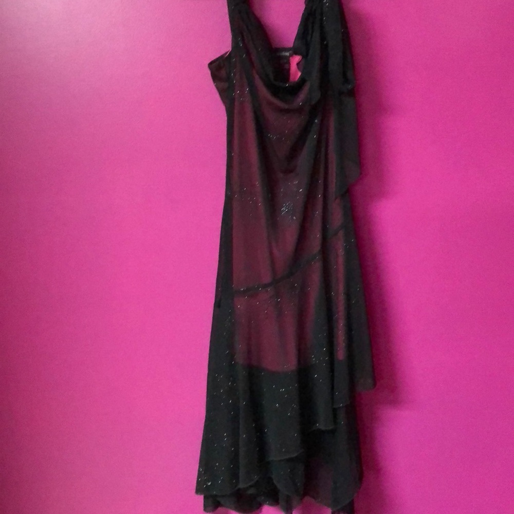 Layered pink & black dress.
